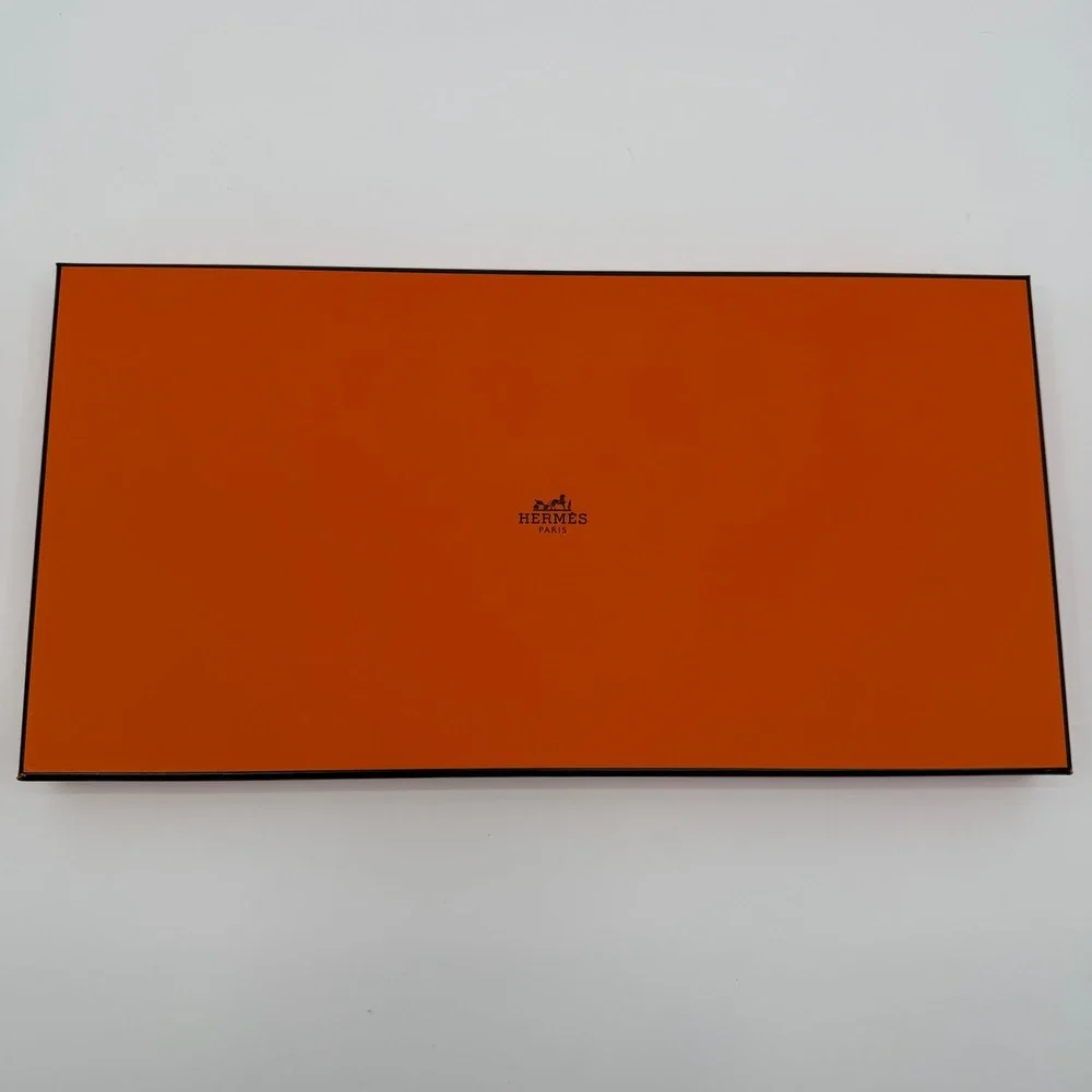 Hermes Empty Gift Box Orange 7x14x1 Authentic Logo Tissue Ribbon Luxury